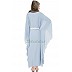 Double layer full flayered kaftan - Sky blue with belt